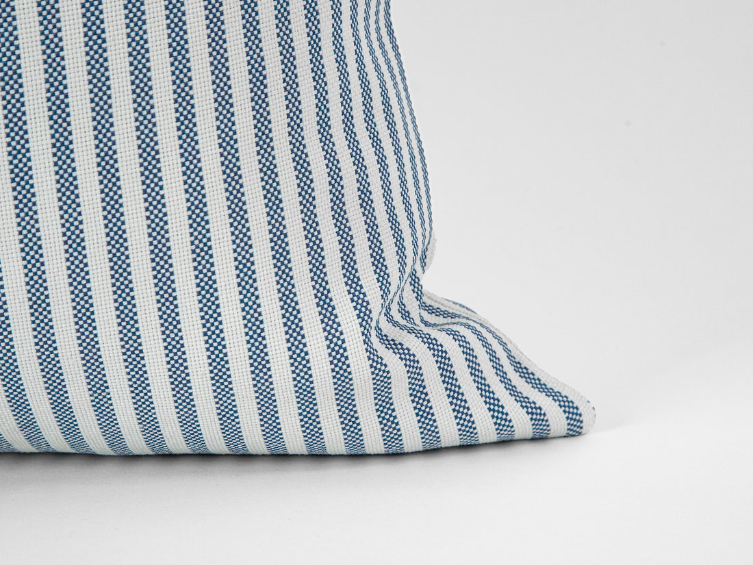 Light Blue Striped Outdoor Pillow Cover