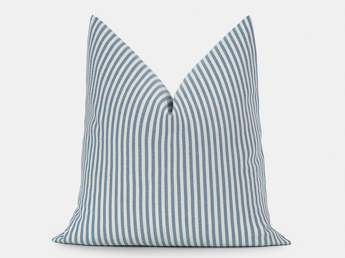 Light Blue Striped Outdoor Pillow Cover
