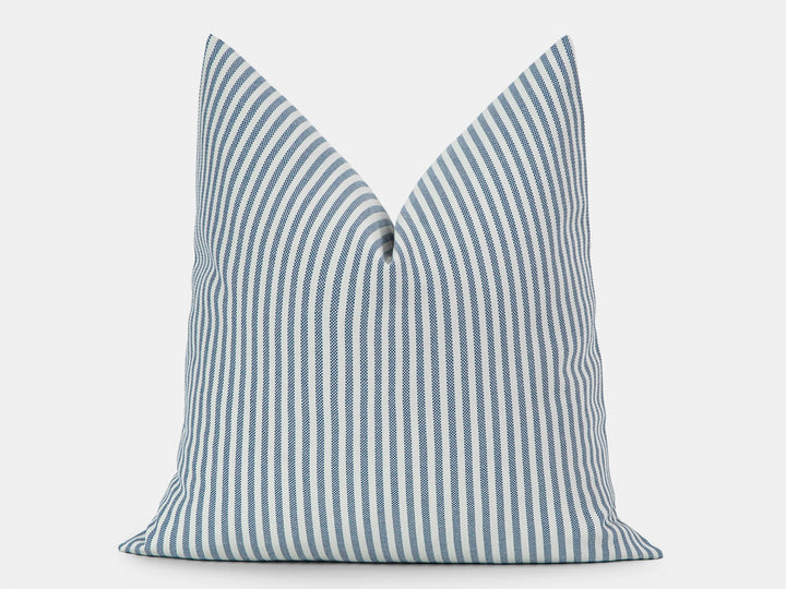 Light Blue Striped Outdoor Pillow Cover