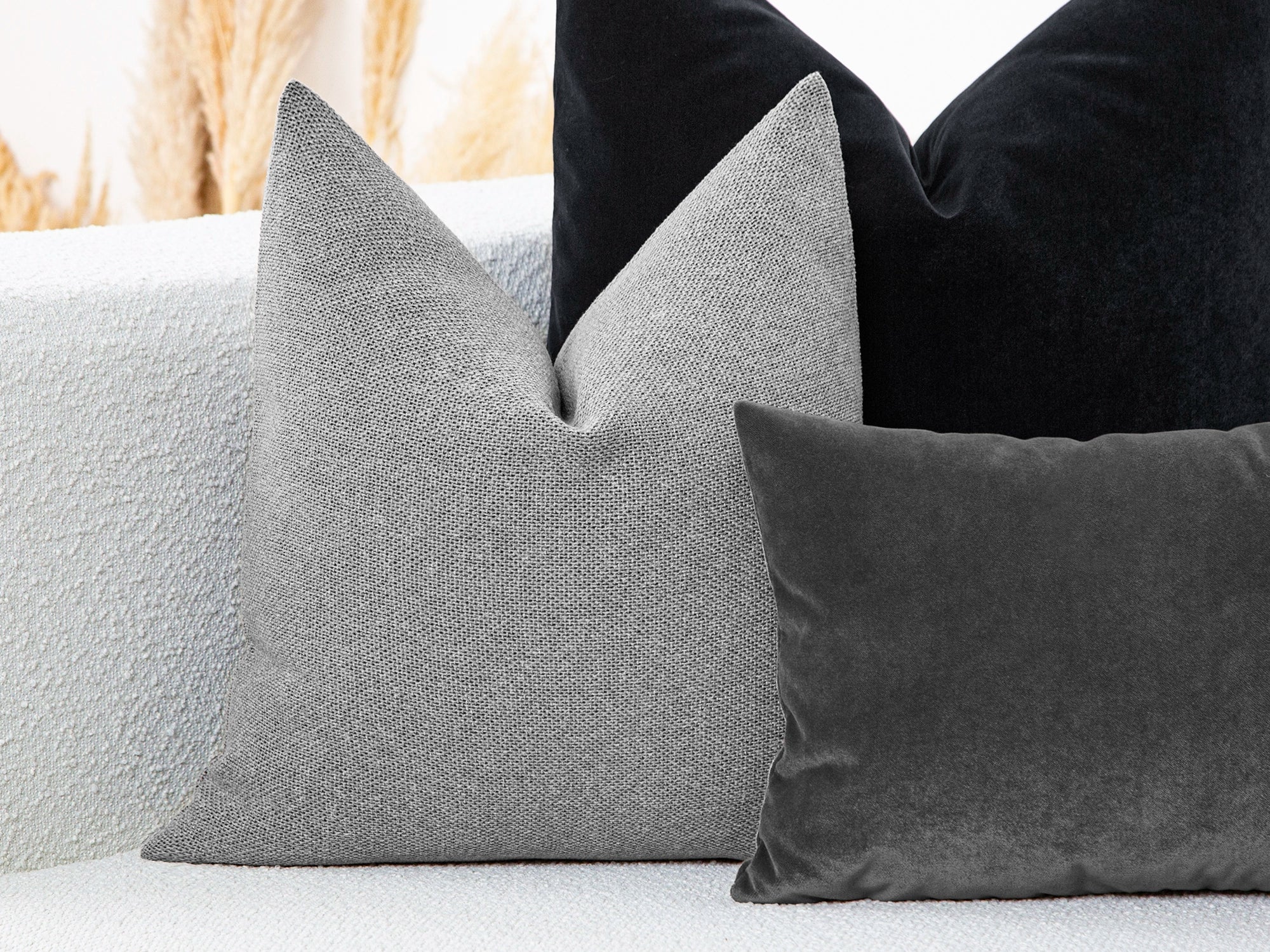 Light Gray Linen Woven Pillow Cover