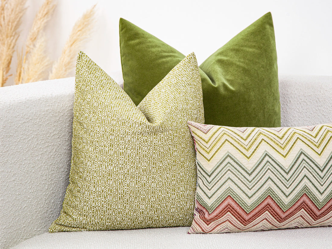 Light Green Woven Pillow Cover - Melange