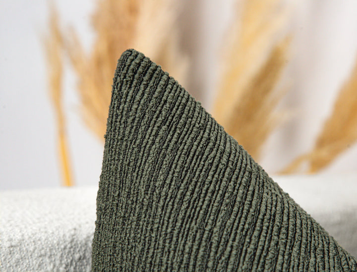 Muted Green Linear Textured Pillow Cover - District