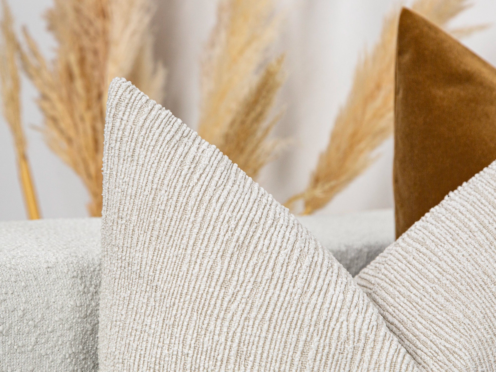 Ivory Linear Textured Pillow Cover - District