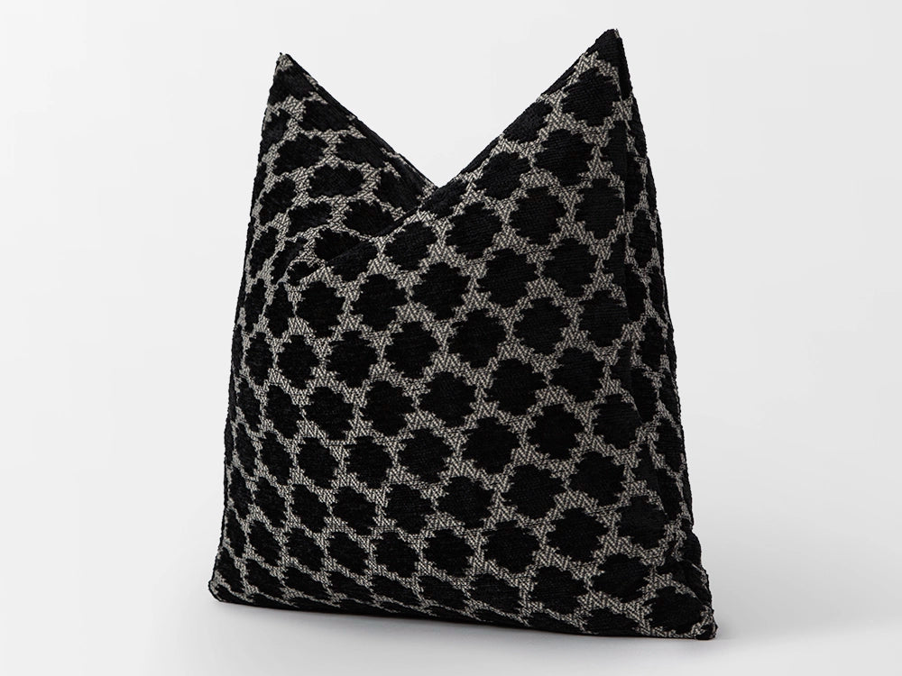 Black Spotted Textured Pillow Cover