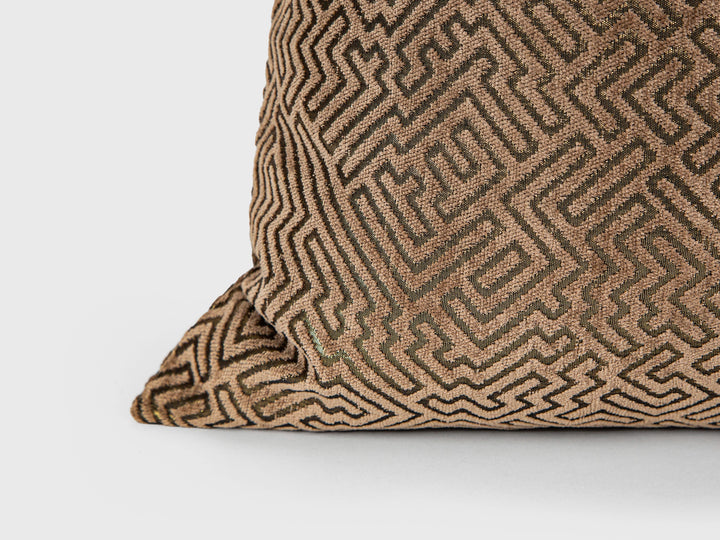 Mocha Gold Textured Maze Pillow Cover