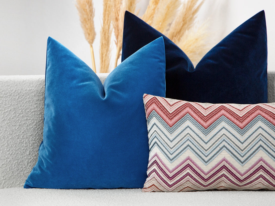 Mediterranean Blue Velvet Pillow Cover