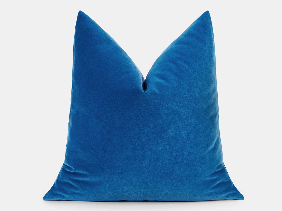 Mediterranean Blue Velvet Pillow Cover