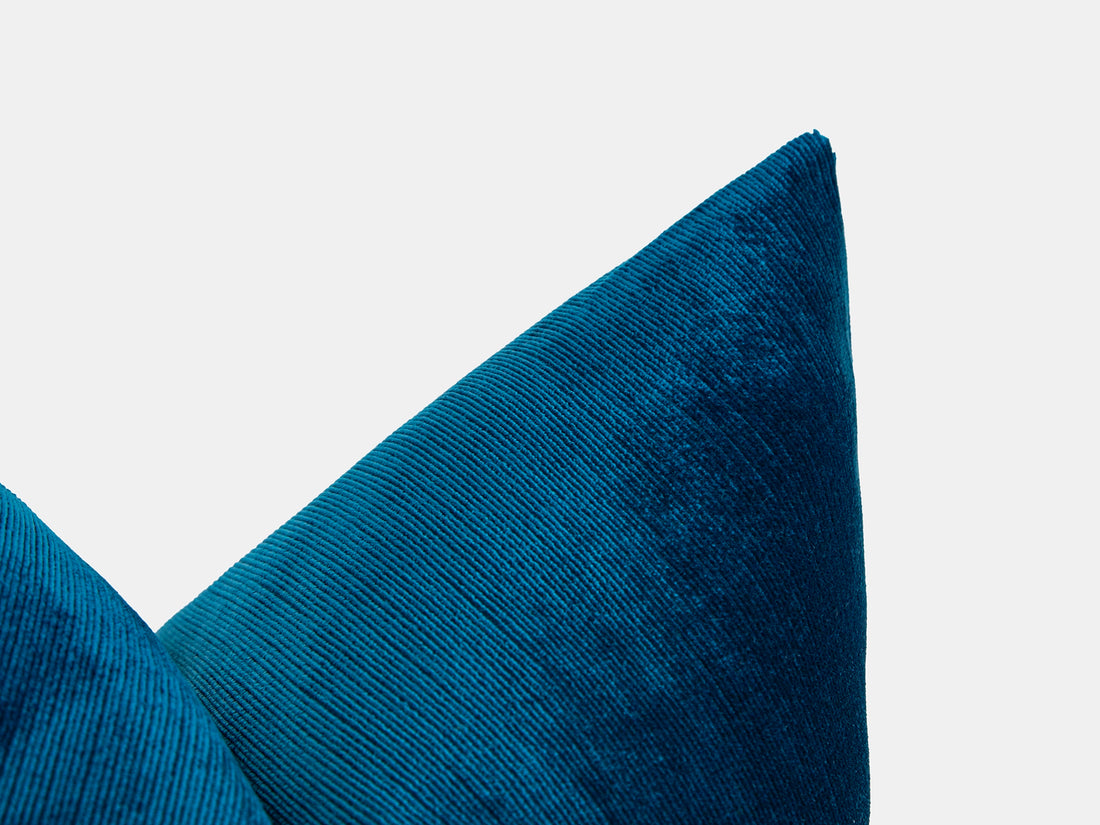 Deep Turquoise Ribbed Velvet Pillow Cover