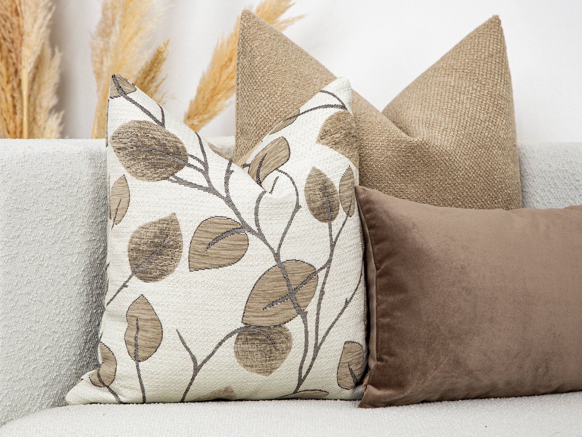 Neutral Mid-Century Botanical Pillow Cover