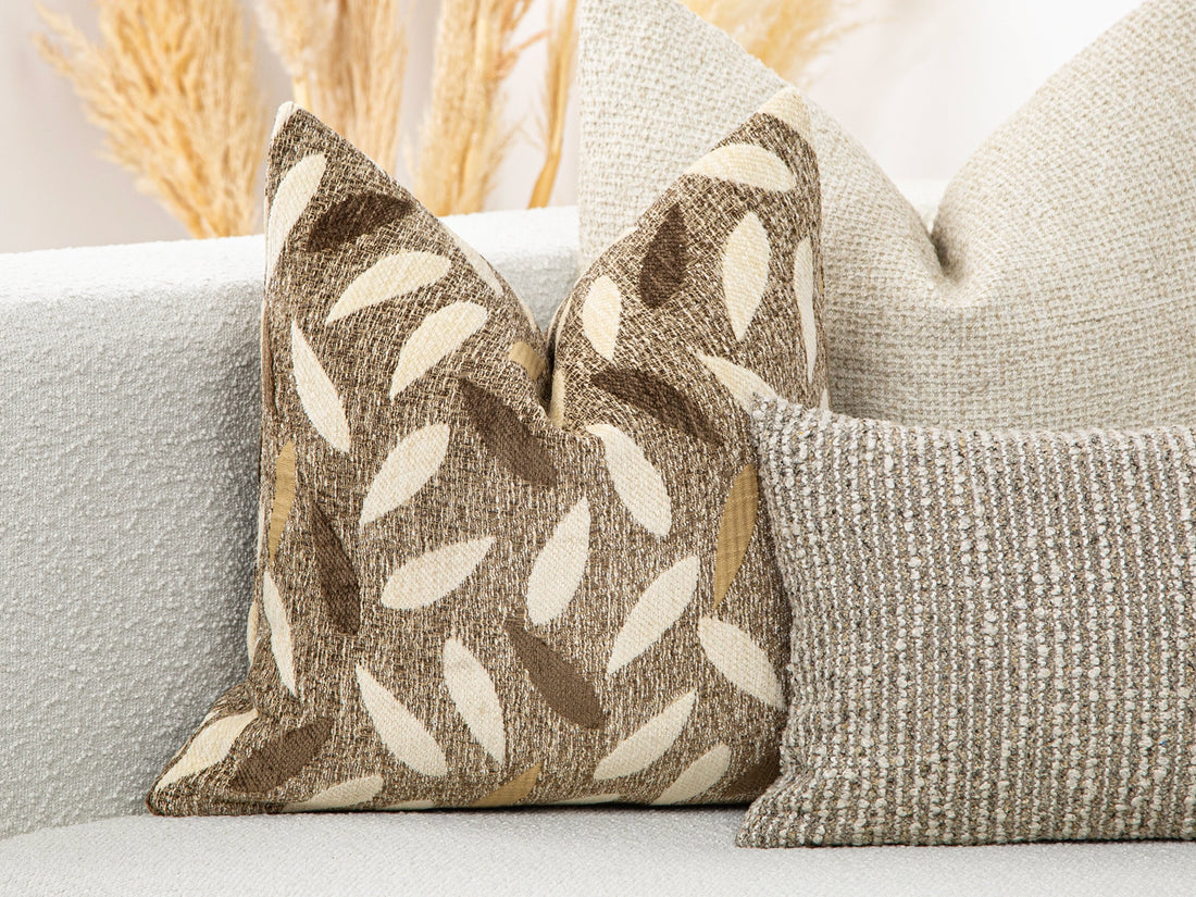 Neutral Mid-Century Botanical Pillow Cover