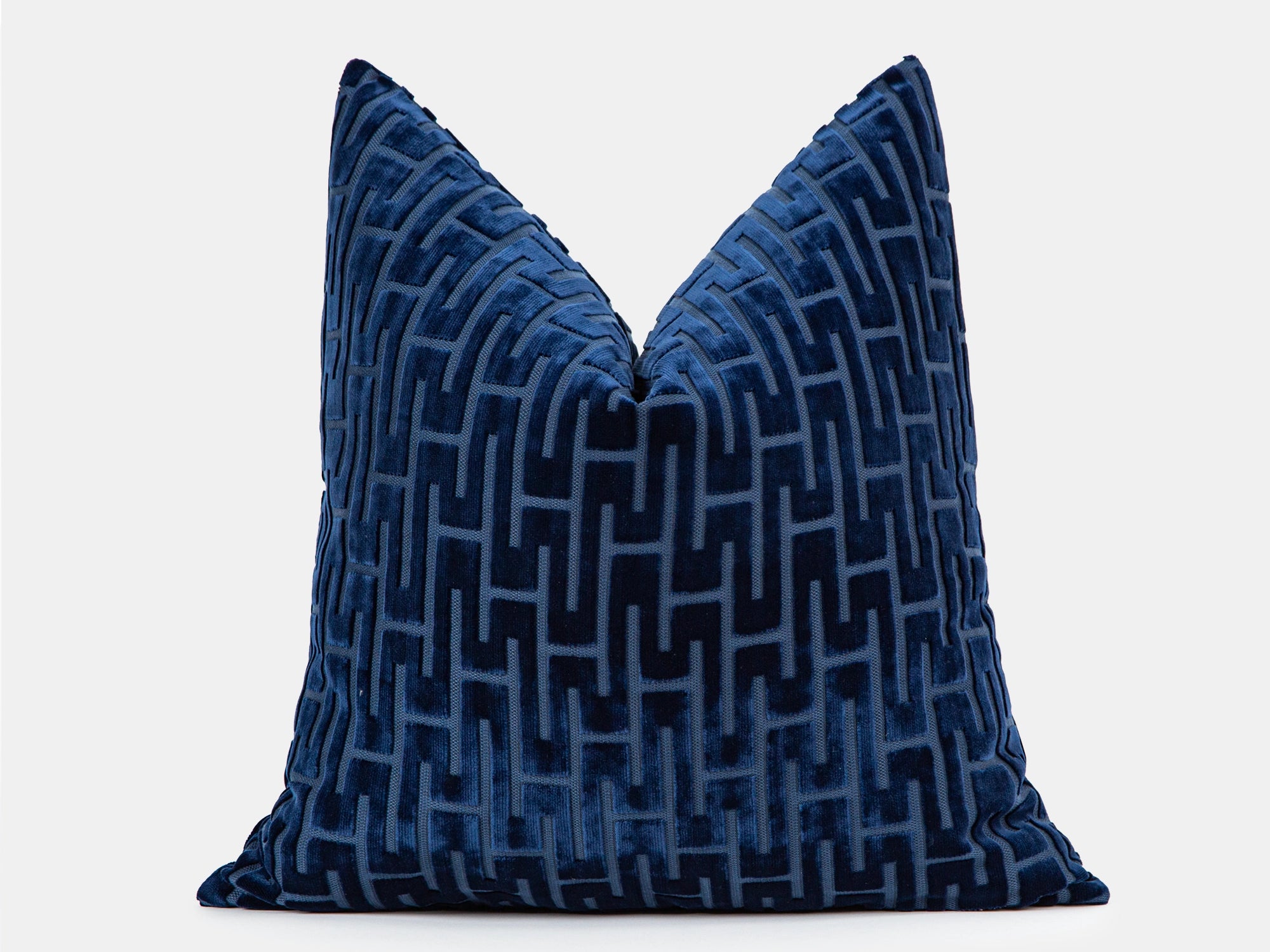 Midnight Blue Cut Velvet Pillow Cover