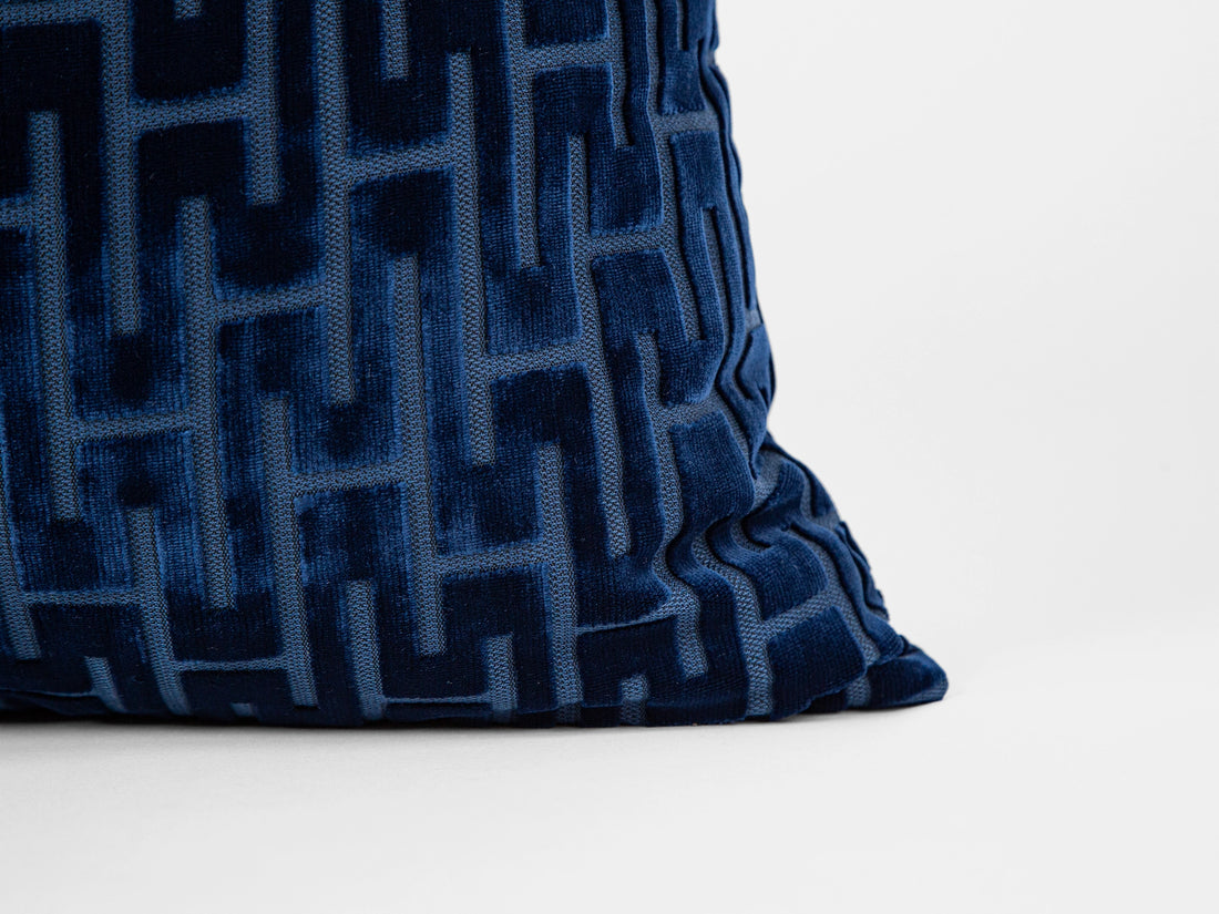 Midnight Blue Cut Velvet Pillow Cover