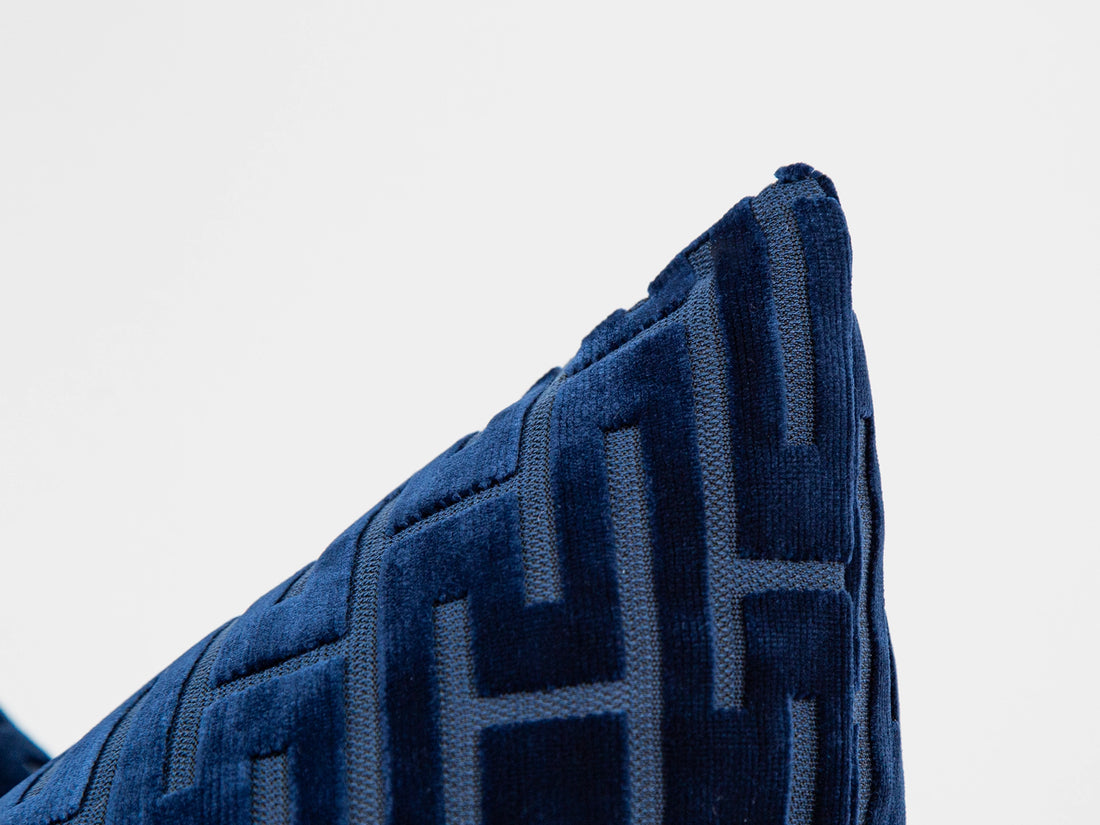 Midnight Blue Cut Velvet Pillow Cover