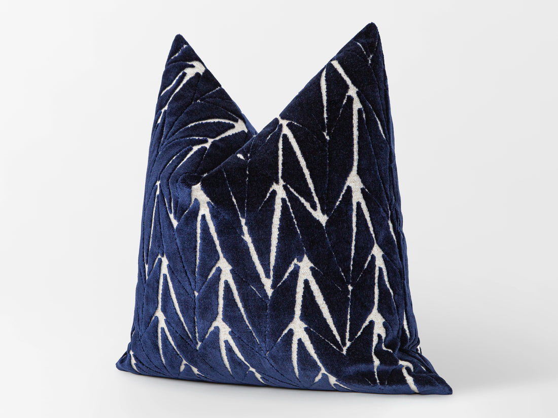 Navy Blue Cut Velvet Pillow Cover