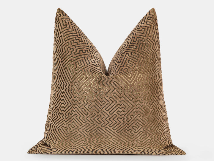Mocha Gold Textured Maze Pillow Cover