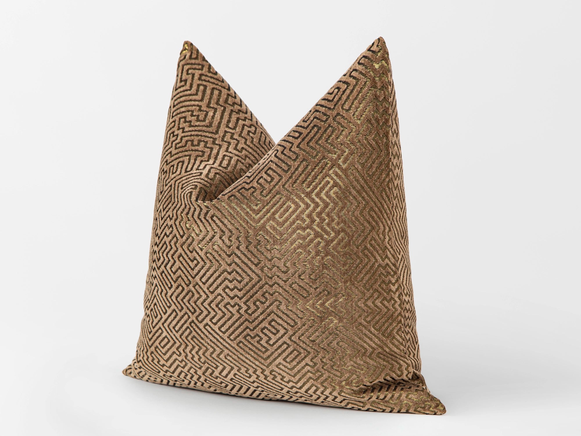 Mocha Gold Textured Maze Pillow Cover