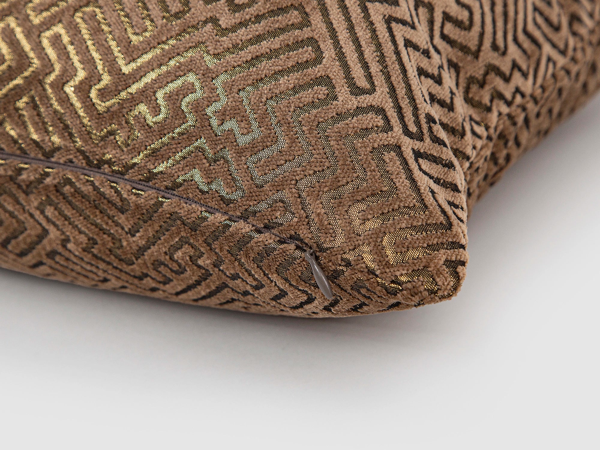 Mocha Gold Textured Maze Pillow Cover