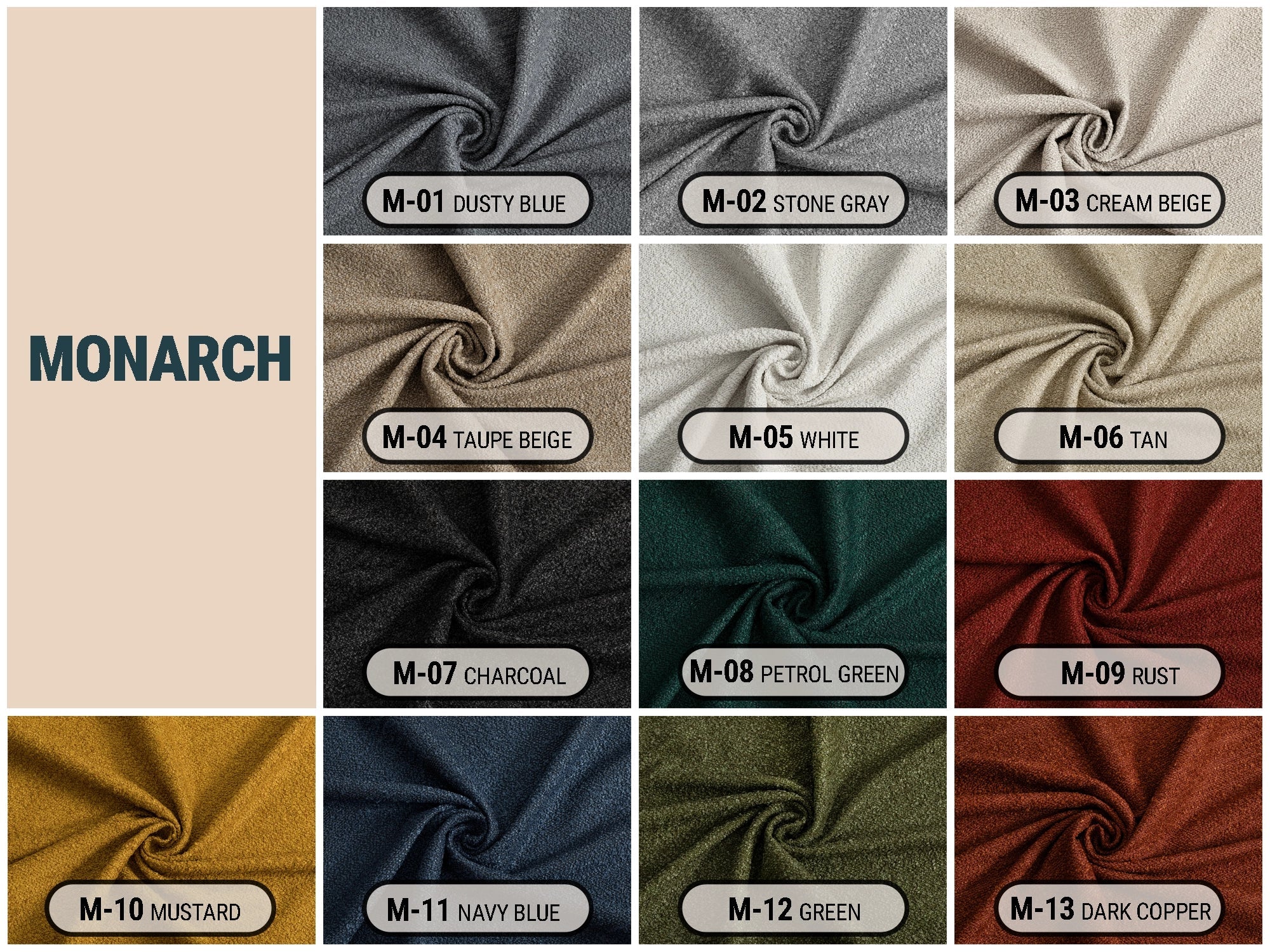 Monarch Bouclé Upholstery Fabric | Luxury Textured Weave