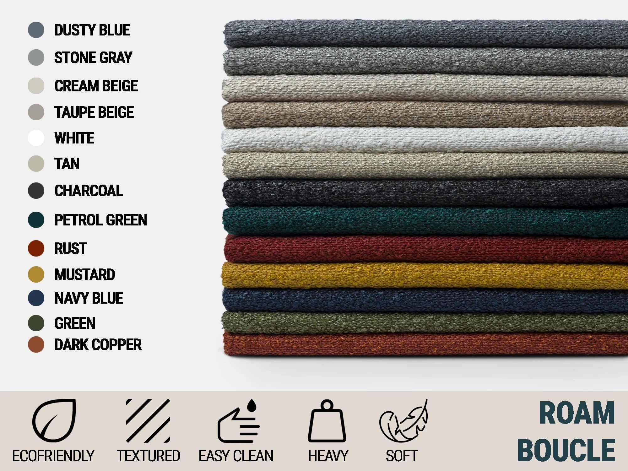 Charcoal Boucle Upholstery Fabric - Monarch