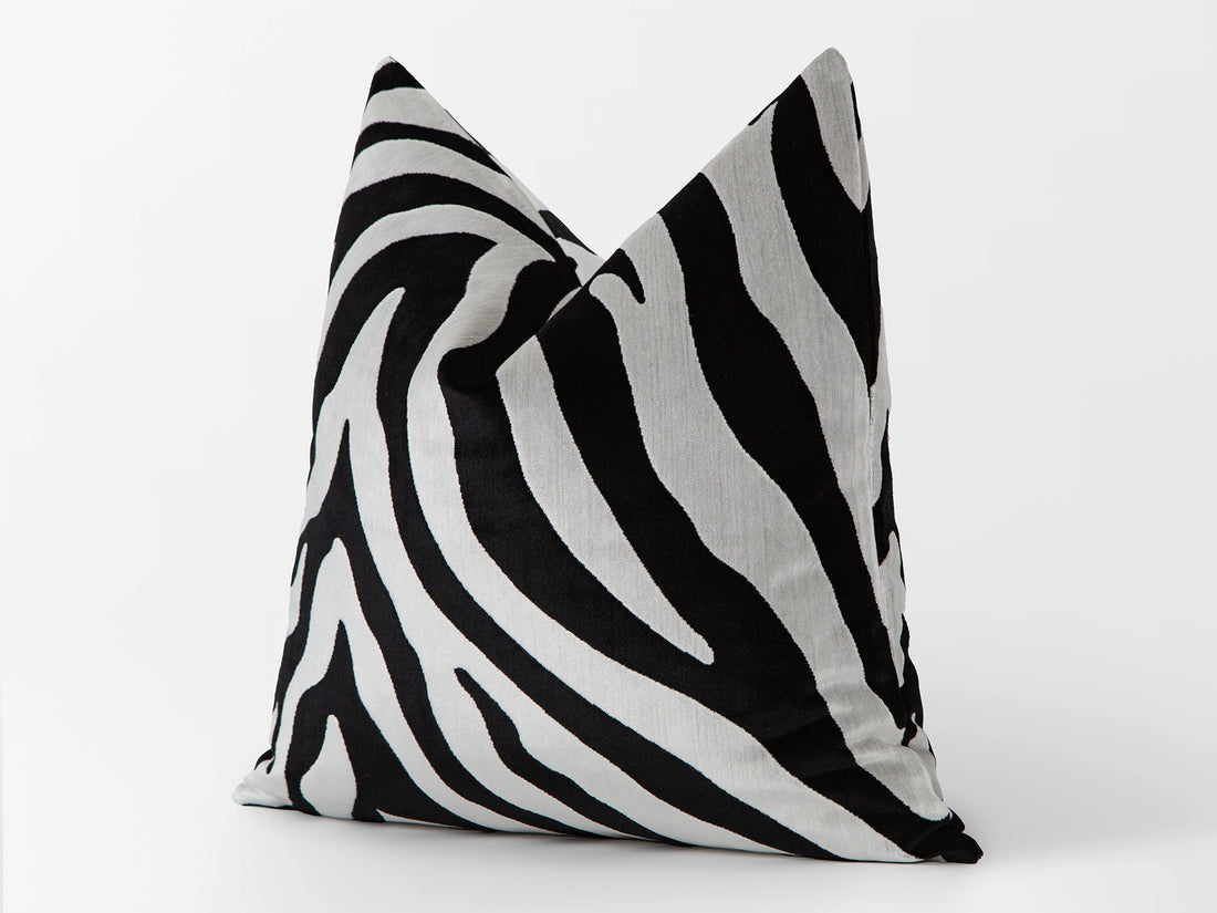Black and White Zebra Velvet Pillow Cover