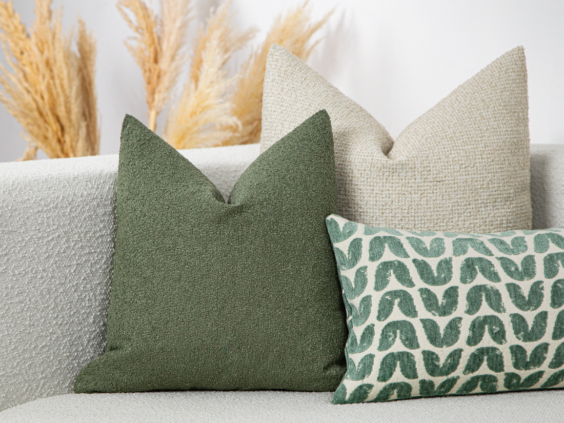 Moss Green Boucle Pillow Cover