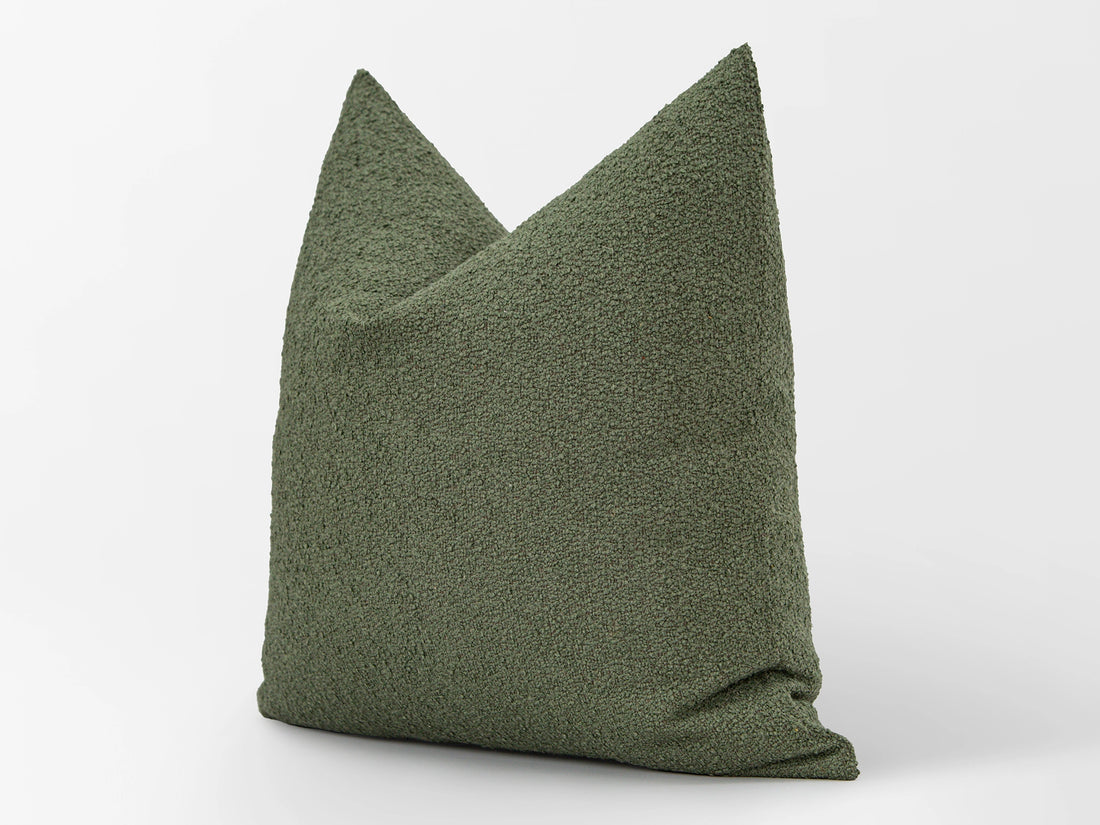 Moss Green Boucle Pillow Cover