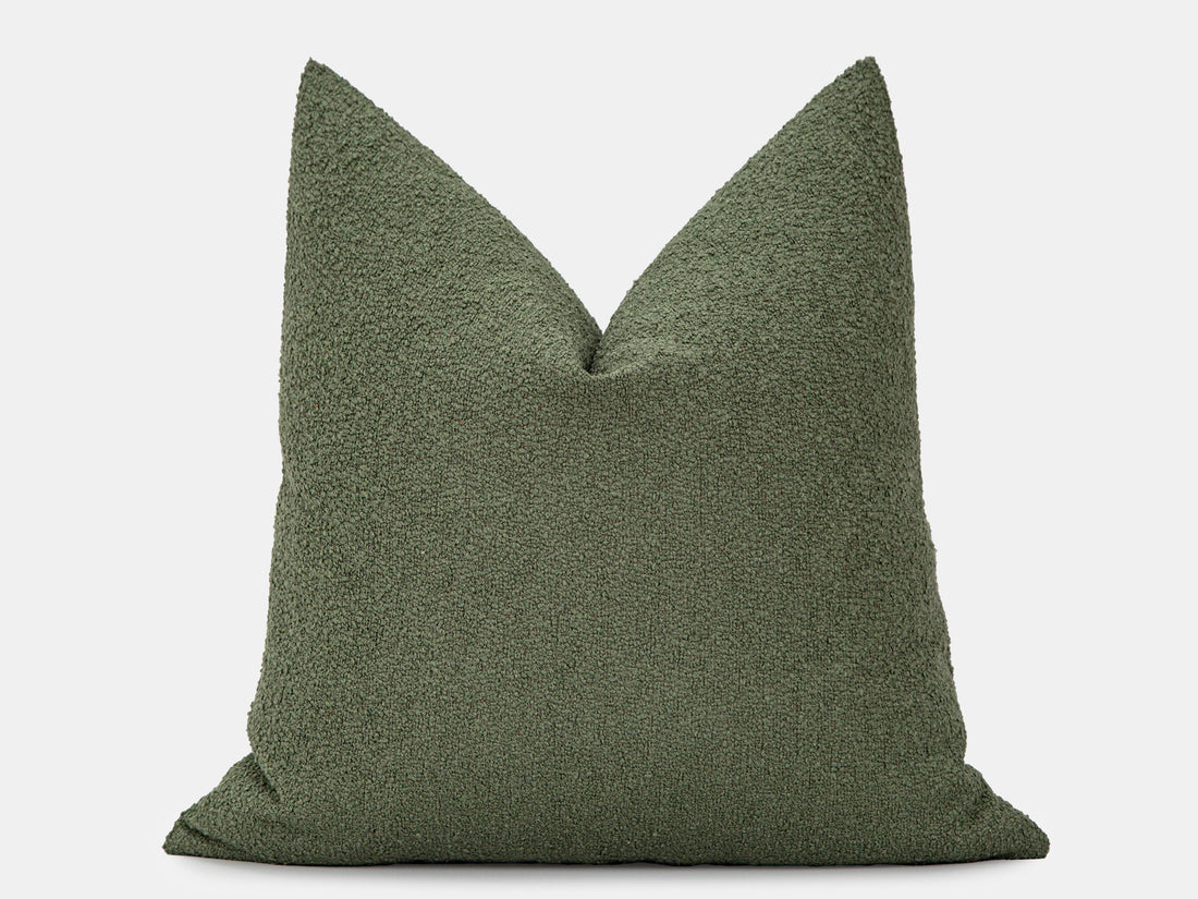 Moss Green Boucle Pillow Cover