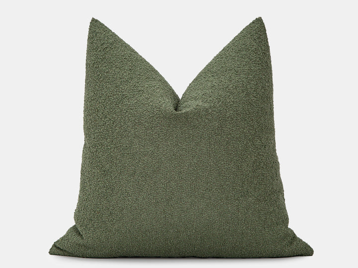Moss Green Boucle Pillow Cover