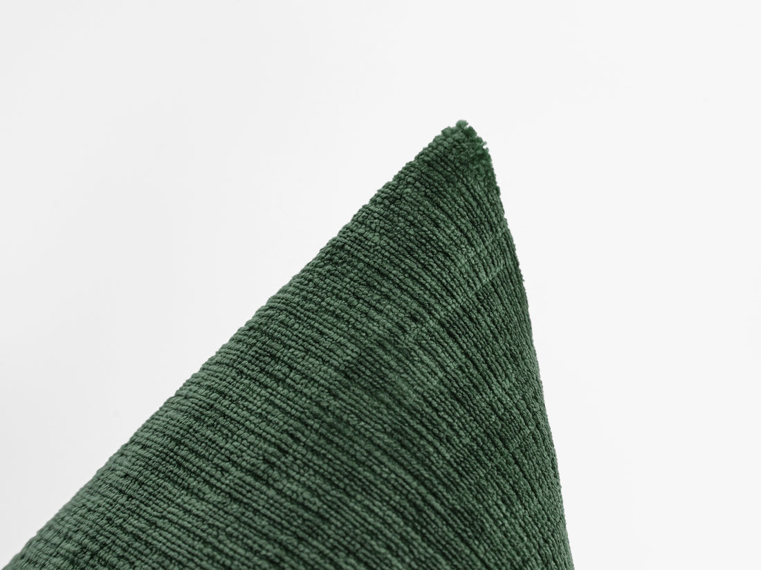 Dark Moss Green Chenille Pillow Cover - Cozy