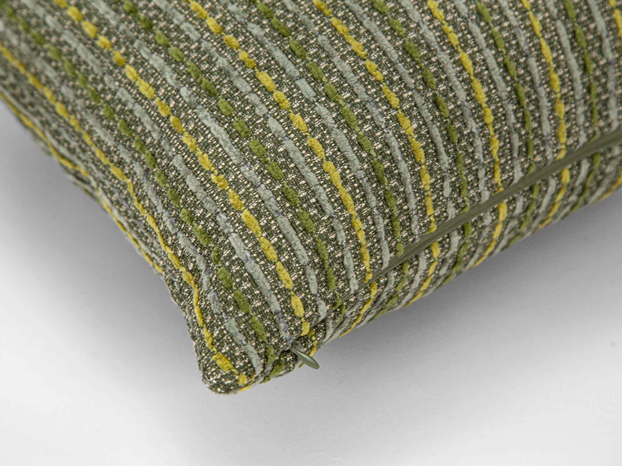 Green Striped Textured Pillow Cover
