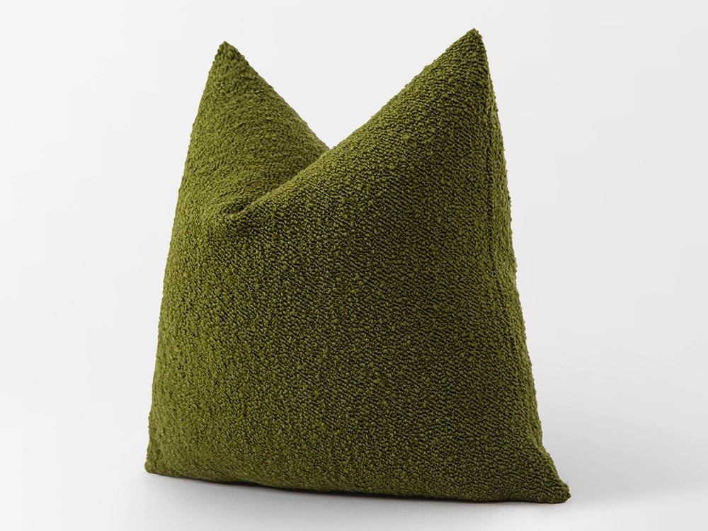 Green Boucle Super Soft Pillow Cover