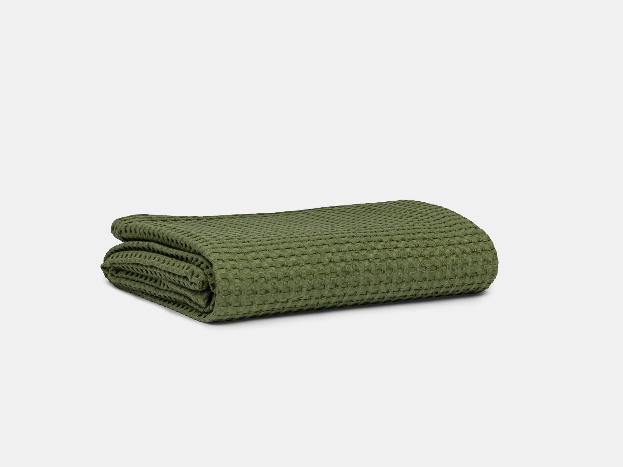 Moss Green Waffle Sofa Throw