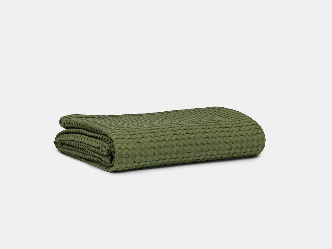 Moss Green Waffle Sofa Throw