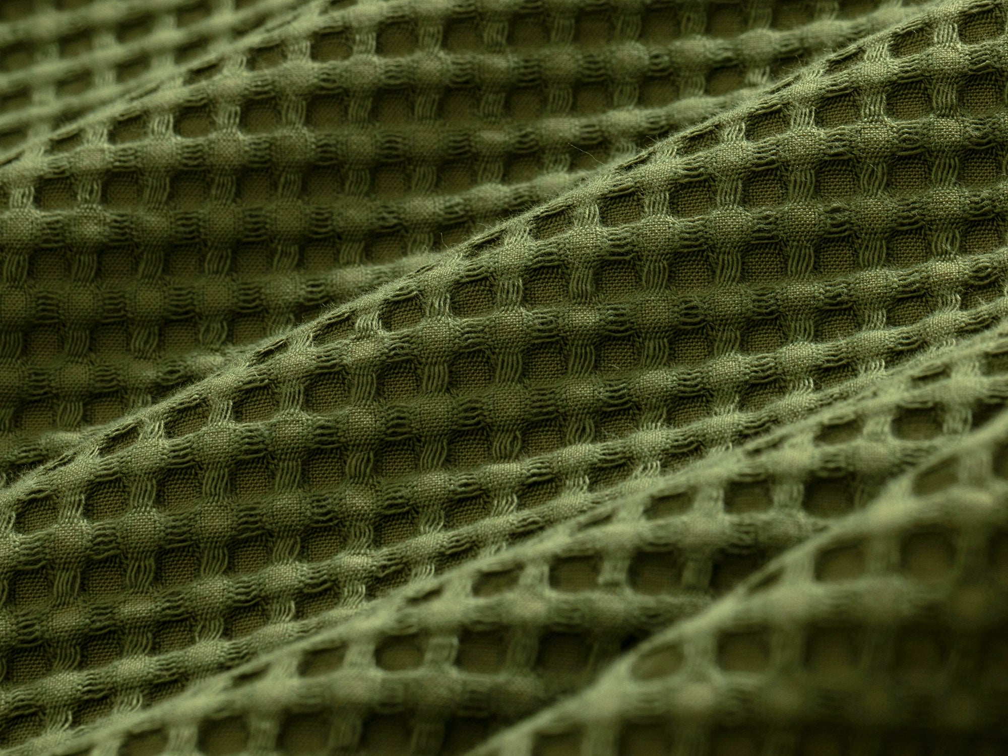 Moss Green Waffle Sofa Throw