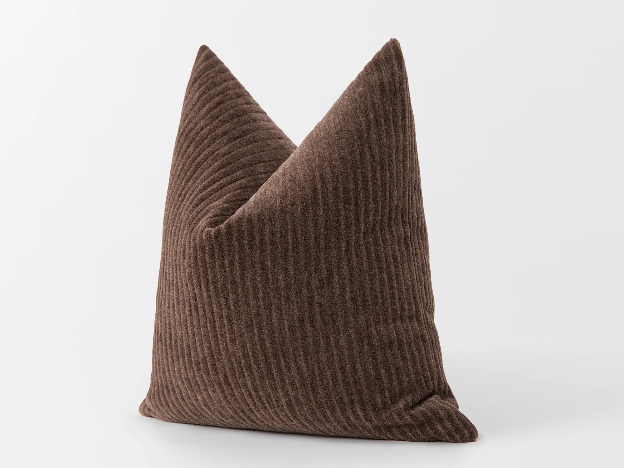 Mushroom Brown Corduroy Mohair Pillow Cover