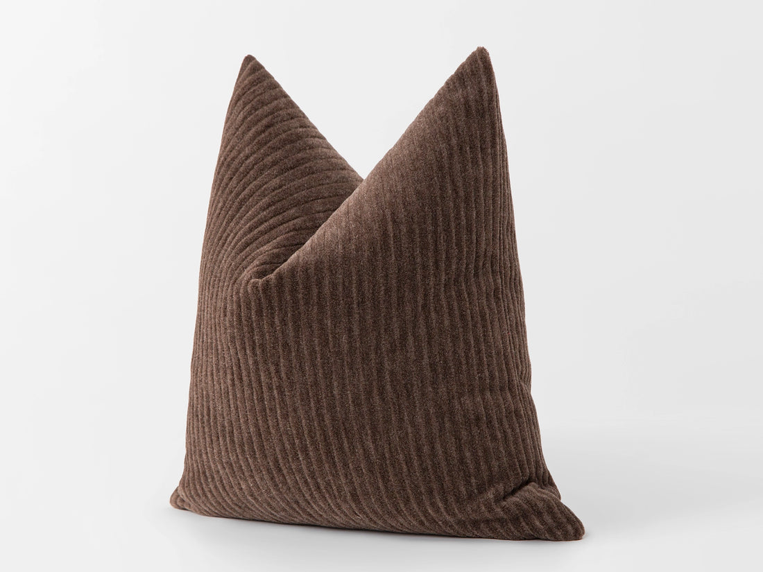 Mushroom Brown Corduroy Mohair Pillow Cover