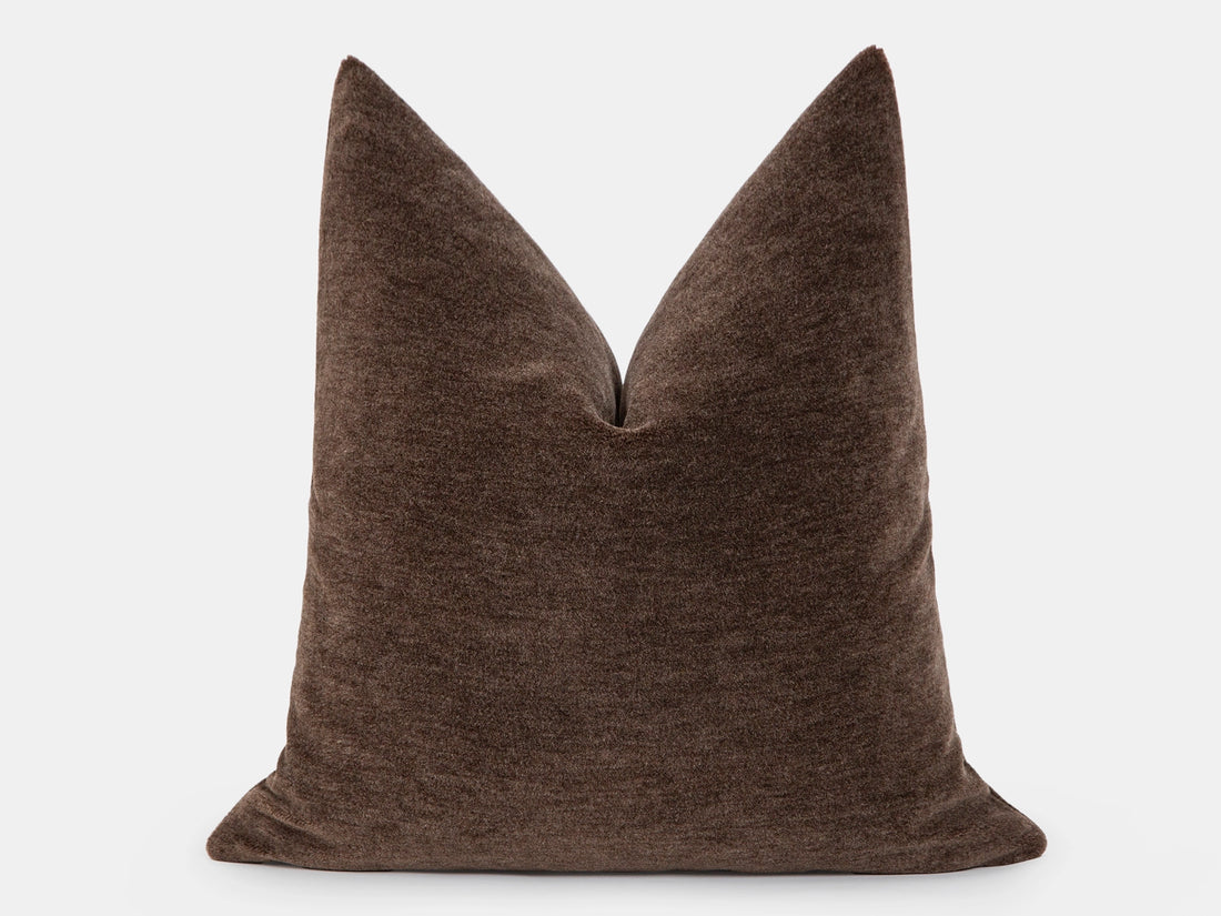 Mushroom Brown Mohair Velvet Pillow Cover
