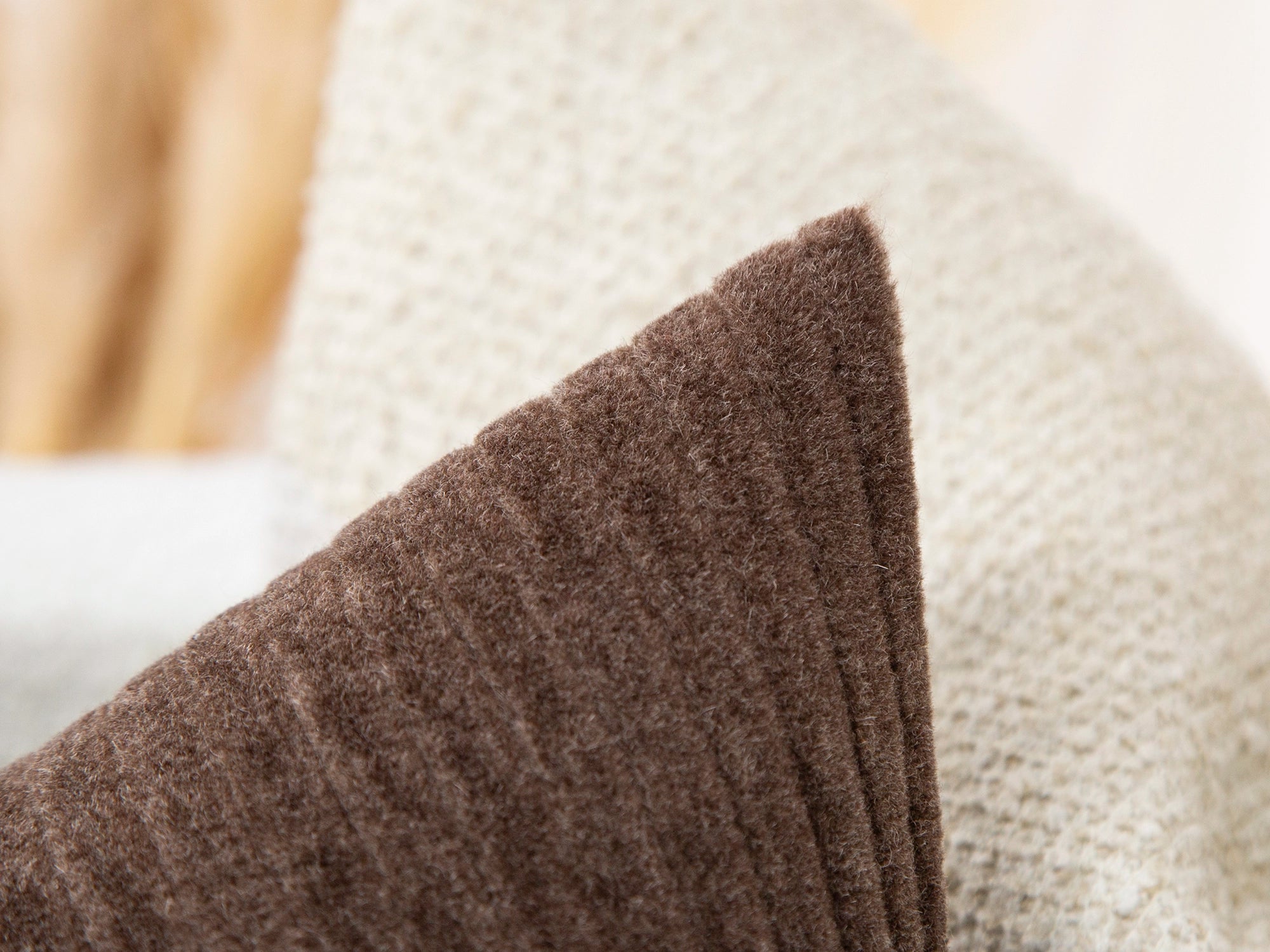 Mushroom Brown Corduroy Mohair Pillow Cover