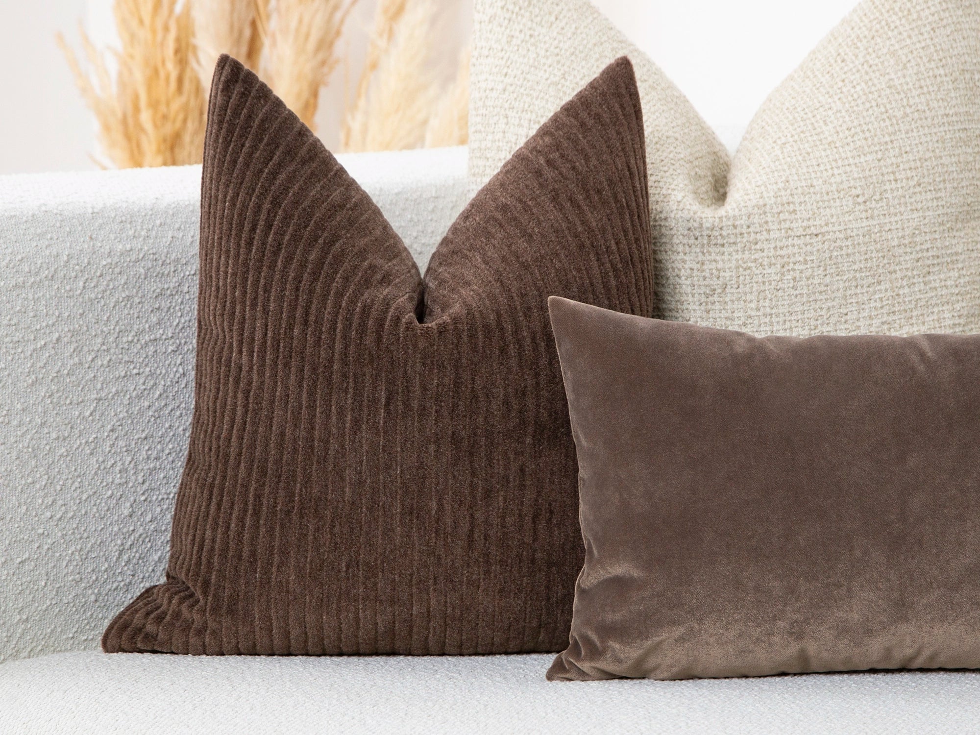 Mushroom Brown Corduroy Mohair Pillow Cover
