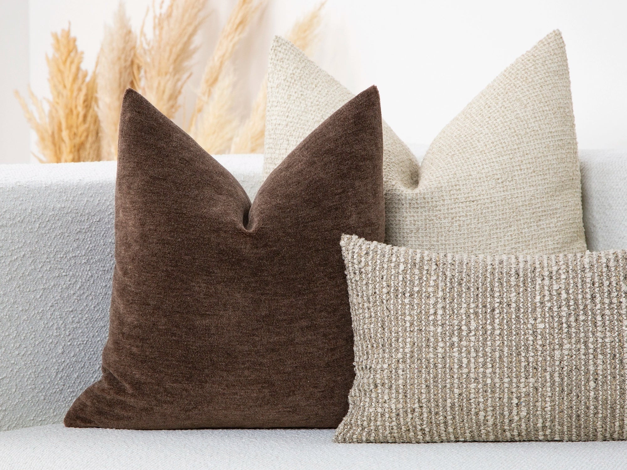 Mushroom Brown Mohair Velvet Pillow Cover