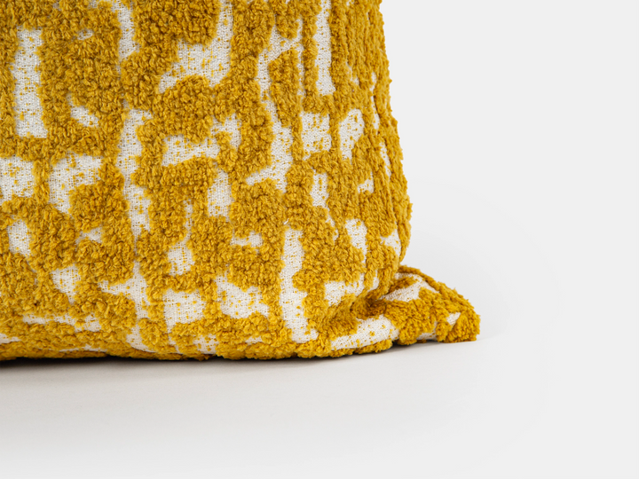 Mustard Abstract Plush Pillow Cover - Teddy
