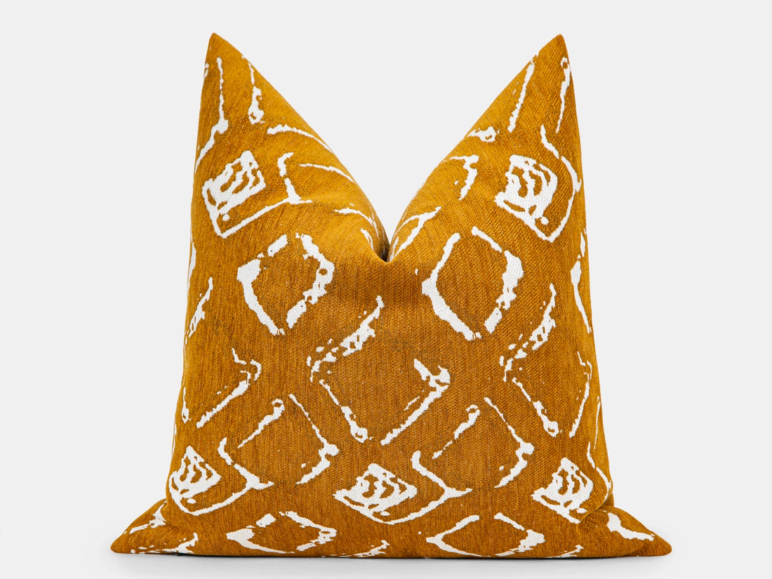 Mustard Abstract Ikat Pillow Cover