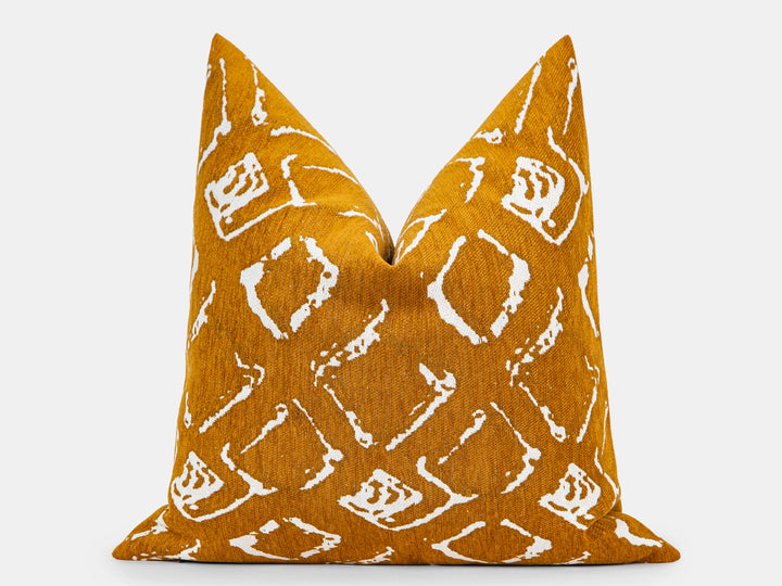 Mustard Abstract Ikat Pillow Cover