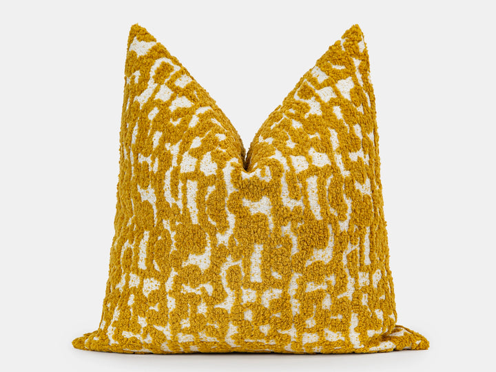 Mustard Abstract Plush Pillow Cover - Teddy