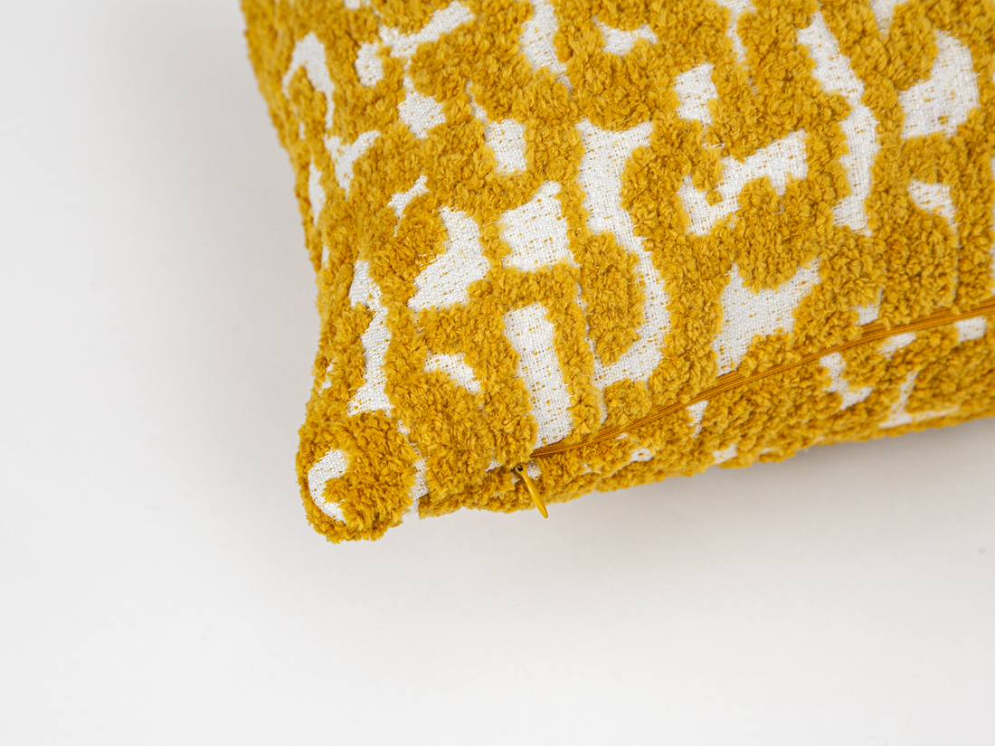 Mustard Abstract Plush Pillow Cover - Teddy