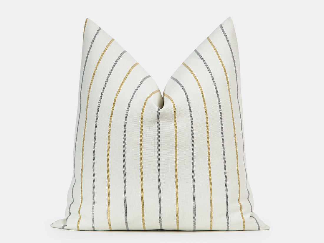 Mustard Coastal Stripe Outdoor Pillow Cover
