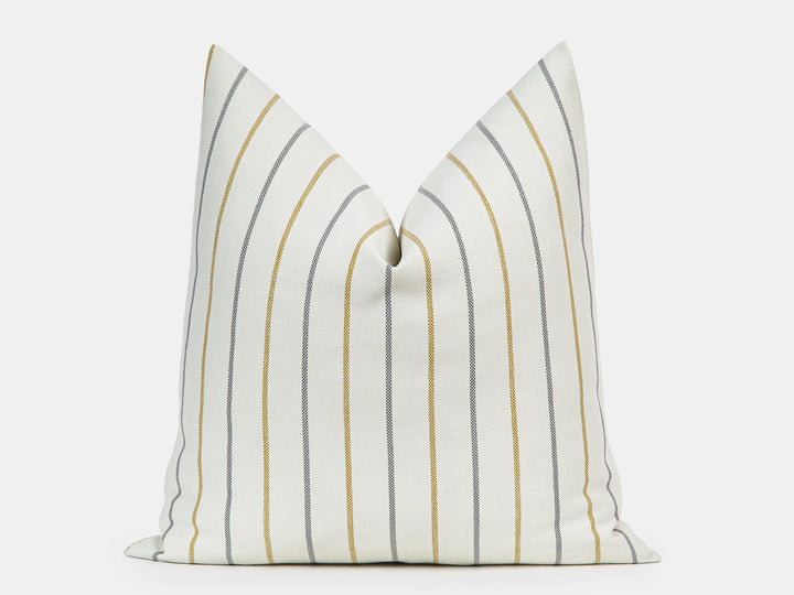 Mustard Coastal Stripe Outdoor Pillow Cover