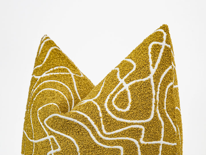 Mustard Abstract Line Pillow Cover - Contour