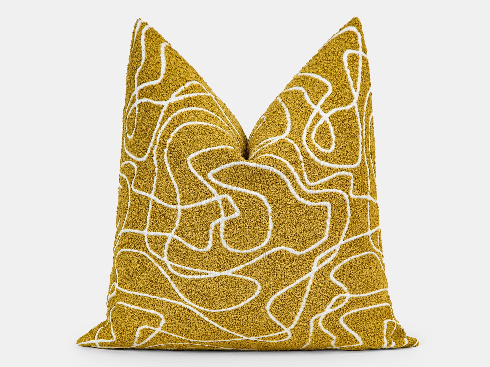 Mustard Abstract Line Pillow Cover - Contour