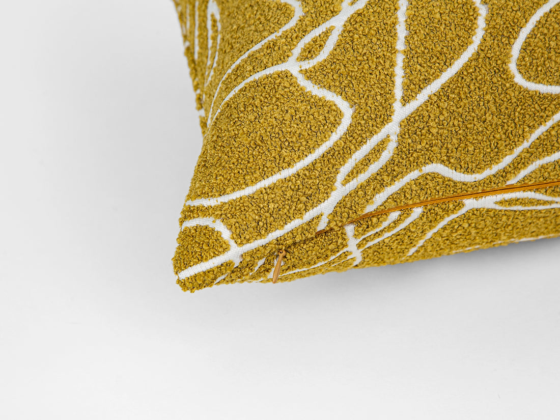 Mustard Abstract Line Pillow Cover - Contour